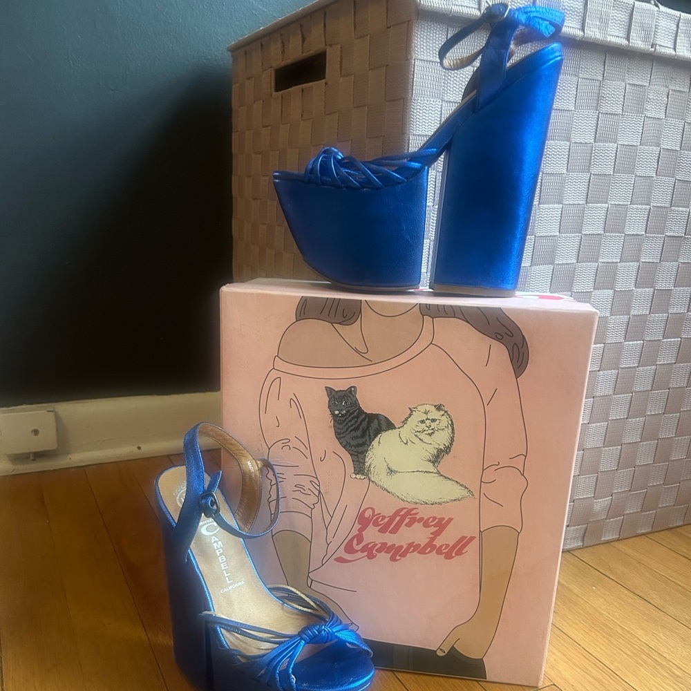 Jeffrey Campbell Metallic Cobalt Blue Platform Heels